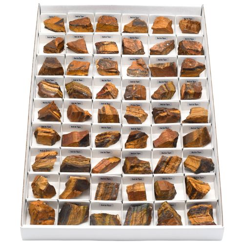 BOITE ÉCOLIÈRE OEIL DE TIGRE BRUT - QUALITÉ EXTRA (54pcs)