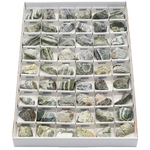 BOITE ÉCOLIÈRE OEIL DE TIGRE VERT BRUT - QUALITÉ EXTRA (54pcs)