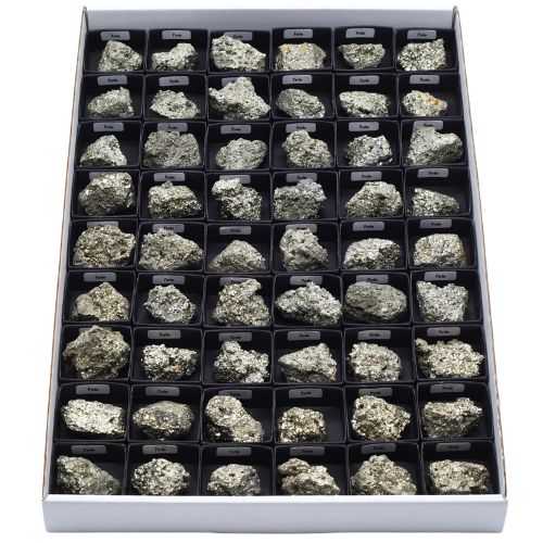 BOITE ÉCOLIÈRE <strong>PYRITE CHISPA</strong> BRUTE QUALITÉ A (54pcs)