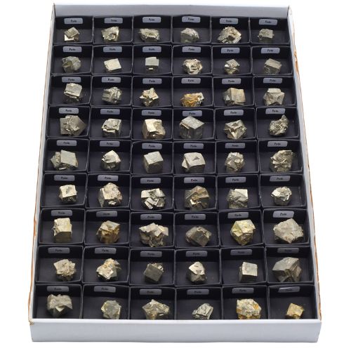 BOITE ÉCOLIÈRE <strong>PYRITE MACLÉE</strong> BRUTE QUALITÉ A (54pcs)