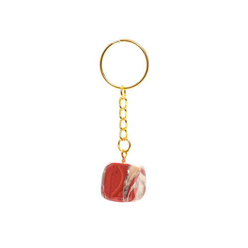 PORTE CLEF JASPE ROUGE (La pièce) QUALITÉ A 