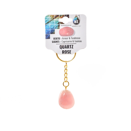 PORTE CLEF QUARTZ ROSE (La pièce) QUALITÉ A 