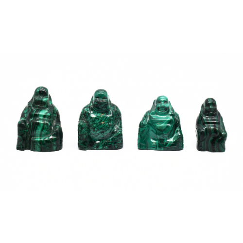 BOUDDHA EN MALACHITE DU CONGO (x4 pièces) Qualité EXTRA