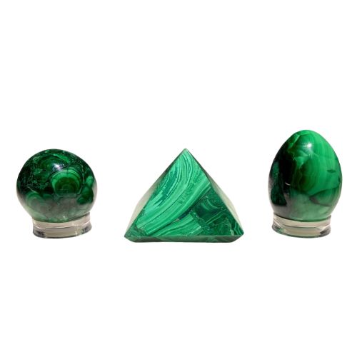 OBJETS EN MALACHITE DU CONGO (x3 pcs)