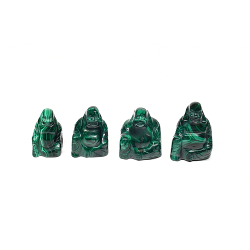 BOUDDHA EN MALACHITE DU CONGO (x4 pièces) Qualité EXTRA