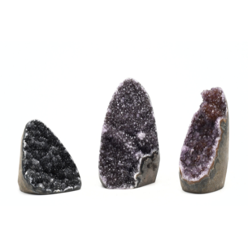 DRUZES POLIES D'AMÉTHYSTE RAINBOW D'URUGUAY (x3pcs) Qualité EXTRA 