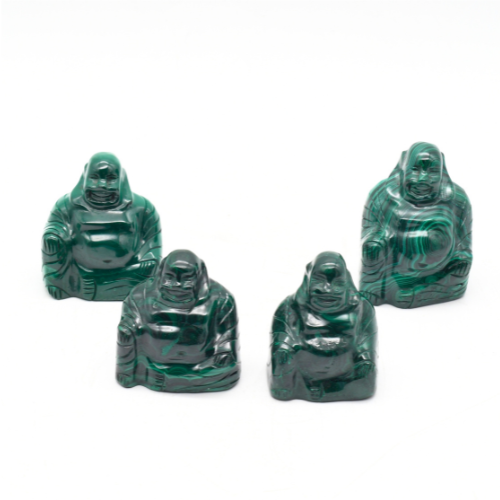 BOUDDHA EN MALACHITE DU CONGO (x4 pièces) Qualité EXTRA