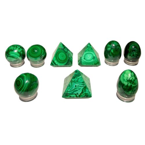 OBJETS EN MALACHITE DU CONGO (x9 pcs)