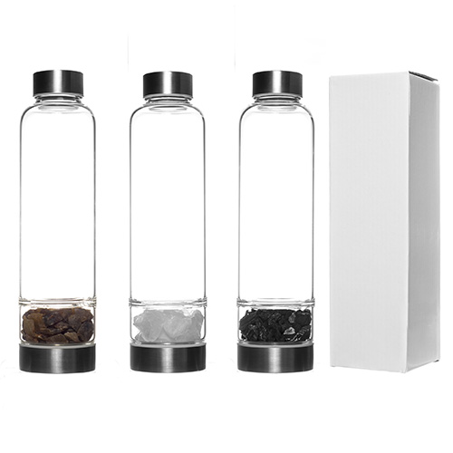 LOT DE 3 BOUTEILLES DE PURIFICATION EN PIERRES BRUTES COR-CR-TO