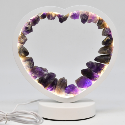 LAMPE COEUR BLANCHE EN AMÉTHYSTE