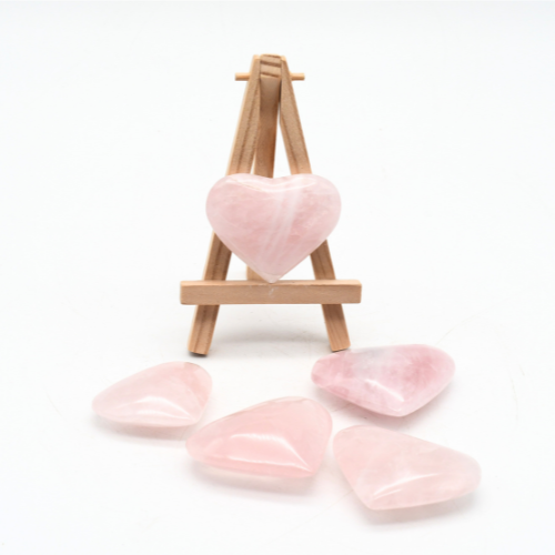COEURS POLIS QUARTZ ROSE (x5 pces) Qualité A
