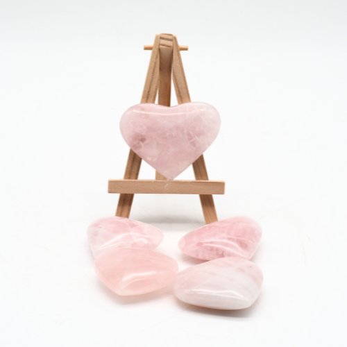 COEURS POLIS QUARTZ ROSE (x5 pces) Qualité A