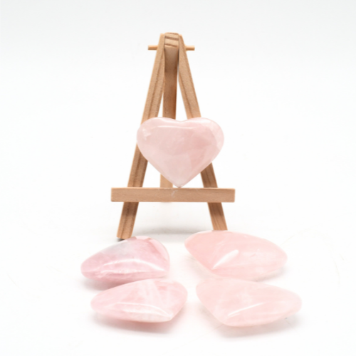 COEURS POLIS QUARTZ ROSE (x5 pces) Qualité A