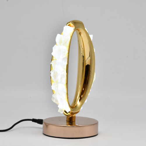 LAMPE OVALE DORÉE CRISTAL DE ROCHE 