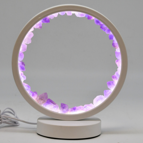 LAMPE RONDE BLANCHE EN AMETHYSTE 