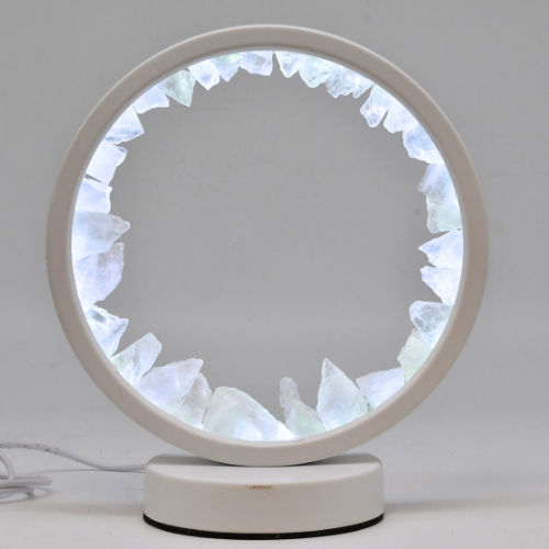 LAMPE RONDE BLANCHE EN CRISTAL DE ROCHE