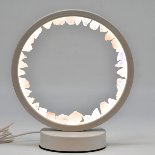 LAMPE RONDE BLANCHE EN QUARTZ ROSE