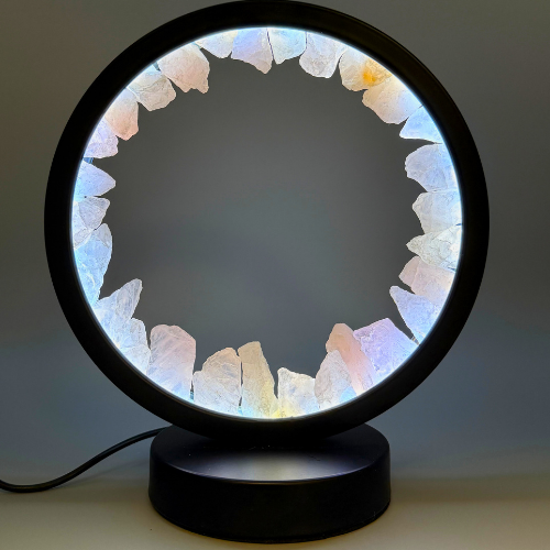 LAMPE RONDE NOIR EN QUARTZ ROSE 