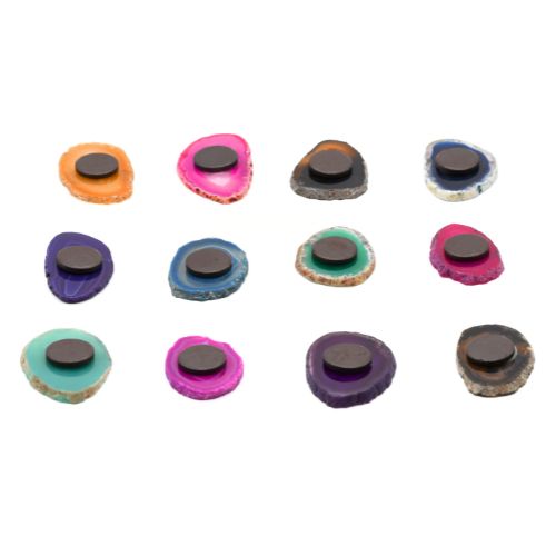 MAGNET EN AGATES N° 00 NATURELLES & TEINTÉES QUALITE EXTRA (x 12 pcs)