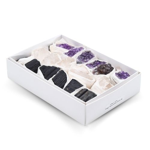 MINI FLAT D'AMÉTHYSTE - TOURMALINE - CRISTAL DE ROCHE  QUALITÉ A