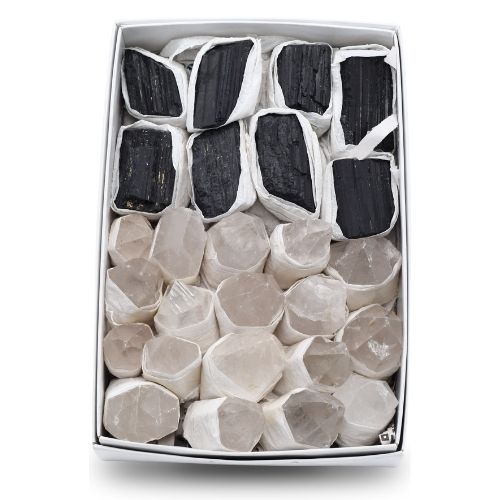 MINI FLAT DE POINTES DE CRISTAL DE ROCHE - TOURMALINE QUALITÉ A