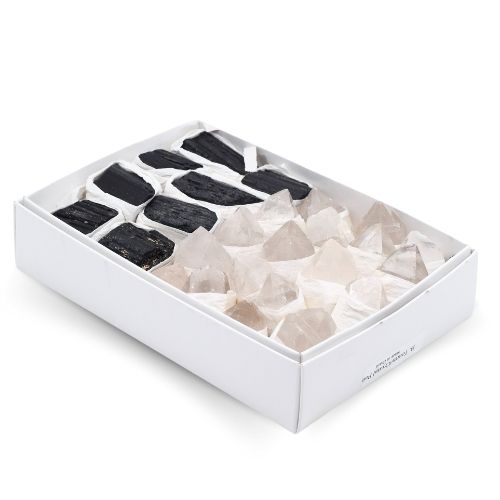 MINI FLAT DE POINTES DE CRISTAL DE ROCHE - TOURMALINE QUALITÉ A