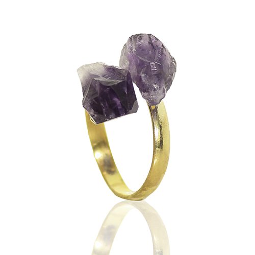 PLATEAU 12 BAGUES AMETHYSTE OR PUR 24 CARAT