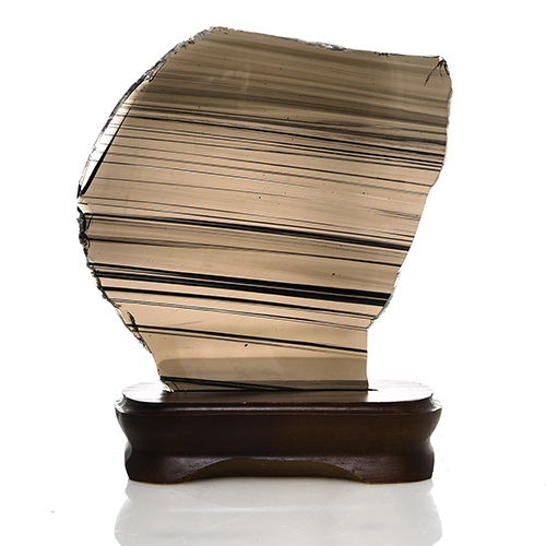 OBSIDIENNE D'ARMÉNIE PLAQUE SUR SOCLE BOIS