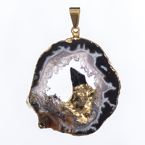 PENDENTIF AGATE TOURMALINE