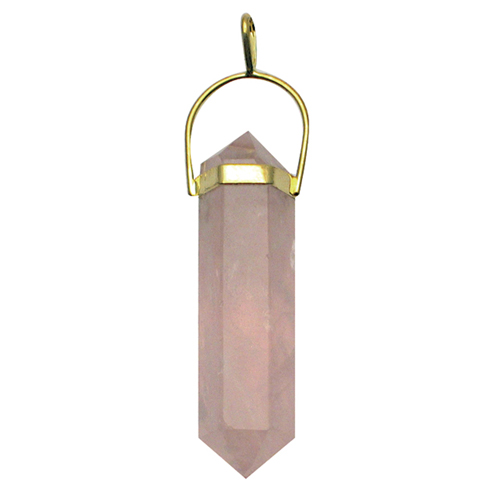 PENDENTIF BI-TERMINÉE QUARTZ ROSE