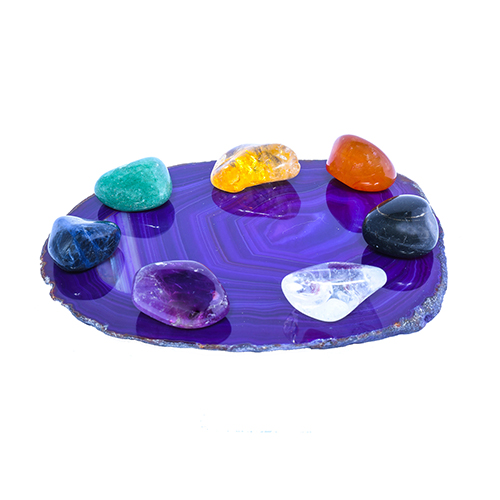 PARABOLE 7 CHAKRAS SUR TRANCHE D'AGATE N° 3