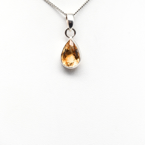 PENDENTIF <strong>CITRINE NATURELLE FACETTÉE</strong> ARGENT 925 