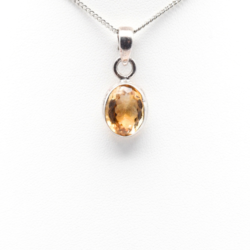 PENDENTIF <strong>CITRINE NATURELLE FACETTÉE</strong> ARGENT 925 