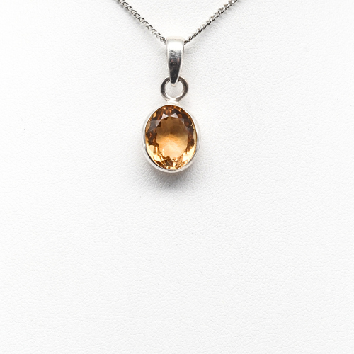 PENDENTIF <strong>CITRINE NATURELLE FACETTÉE</strong> ARGENT 925 