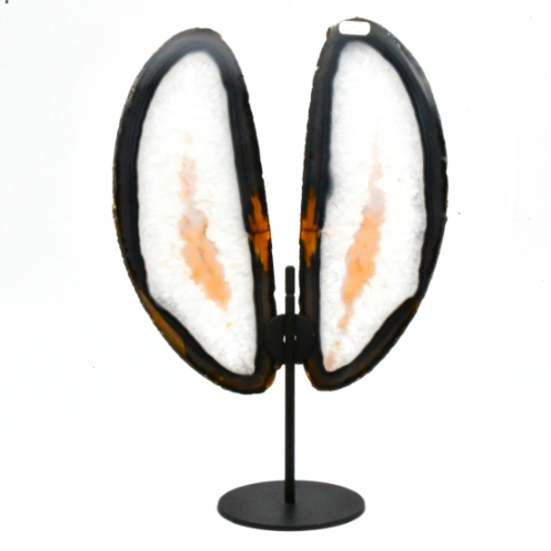 AILES DE PAPILLON AGATE NATURELLE SUR SOCLE NOIR (N°2)