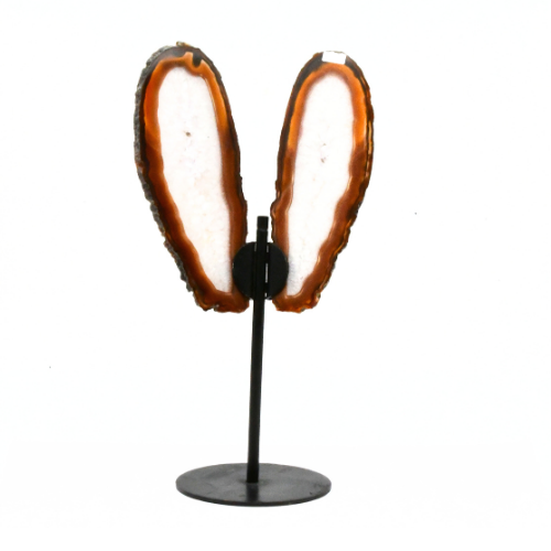 AILES DE PAPILLON AGATE NATURELLE SUR SOCLE NOIR (N°3)