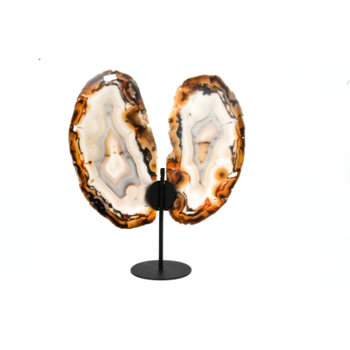 AILES DE PAPILLON AGATE NATURELLE SUR SOCLE NOIR (N°4)