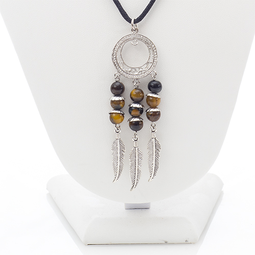PENDENTIFS ATTRAPE RÊVES ŒIL DE TIGRE / Sachet de 5 pièces