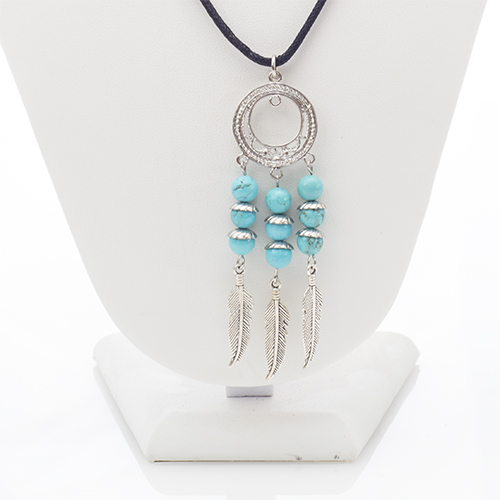 PENDENTIFS ATTRAPE RÊVES TURQUOISE RECONSTITUÉE / Sachet de 5 pièces