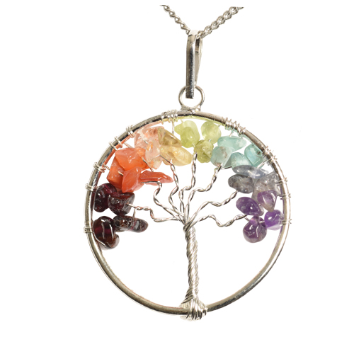 PENDENTIF ARBRE DE VIE 7 CHAKRA (x5 pces)