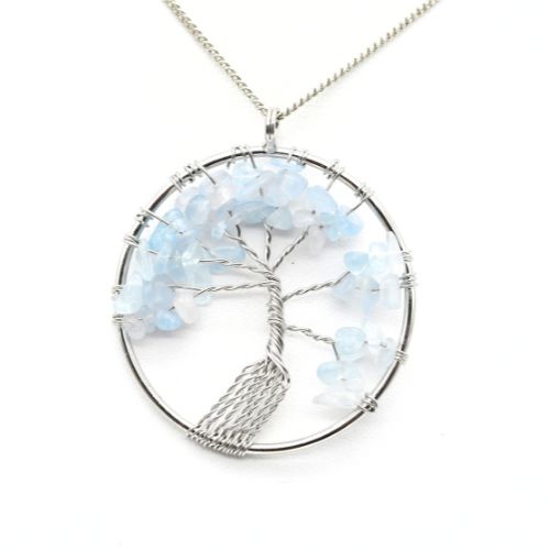PENDENTIF <strong>ARBRE DE VIE</strong> EN AIGUE MARINE