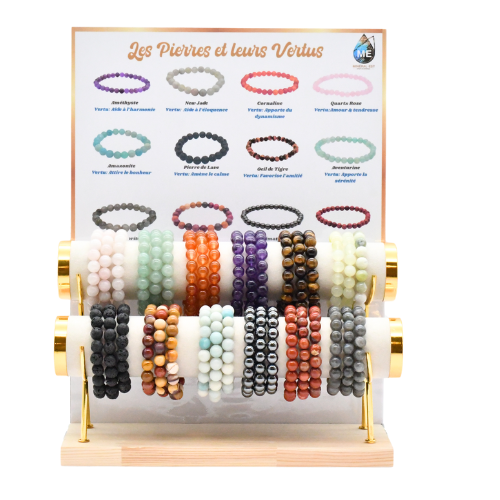 PRÉSENTOIR <strong>BRACELETS 10mm</strong> (x36pcs) 2 rangs
