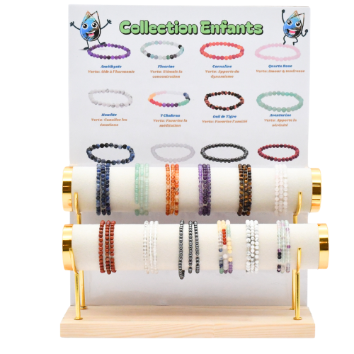 PRÉSENTOIR <strong>BRACELETS ENFANTS 4mm</strong> (x36pcs) 2 rangs