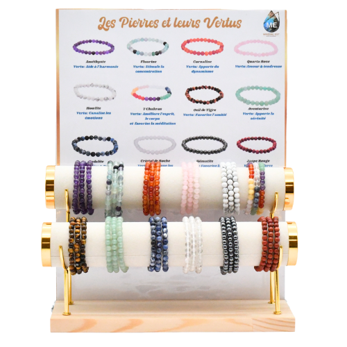 PRÉSENTOIR <strong>BRACELETS 6mm</strong> (x36pcs) 2 rangs