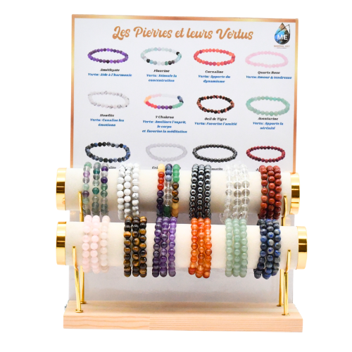 PRÉSENTOIR <strong>BRACELETS 8mm</strong> (x36pcs) 2 rangs