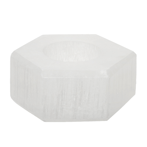 PORTE BOUGIE HEXAGONALE EN SÉLÉNITE