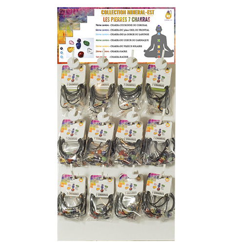 PRÉSENTOIR MURAL PENDENTIFS 7 CHAKRAS (60 pces)