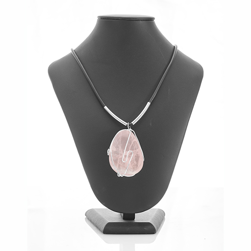 COLLIER CAGE QUARTZ ROSE