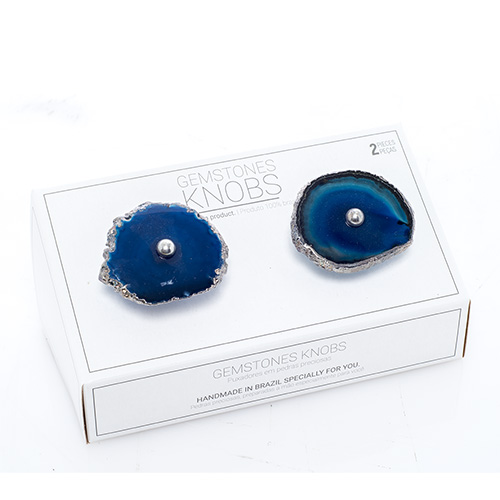 POIGNÉES DE PORTE AGATE BLEUE