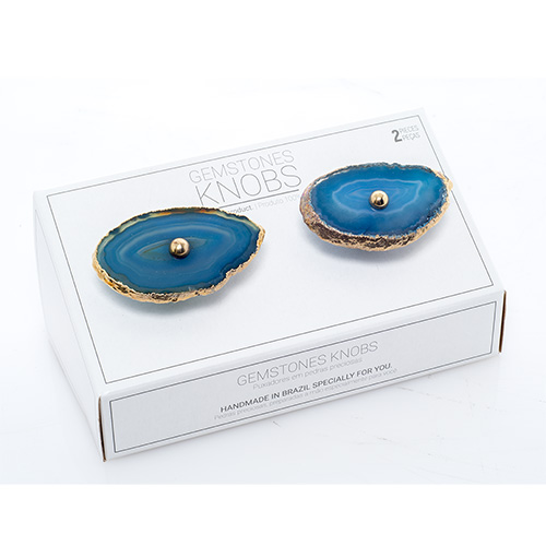 POIGNÉES DE PORTE AGATE BLEUE TURQUOISE